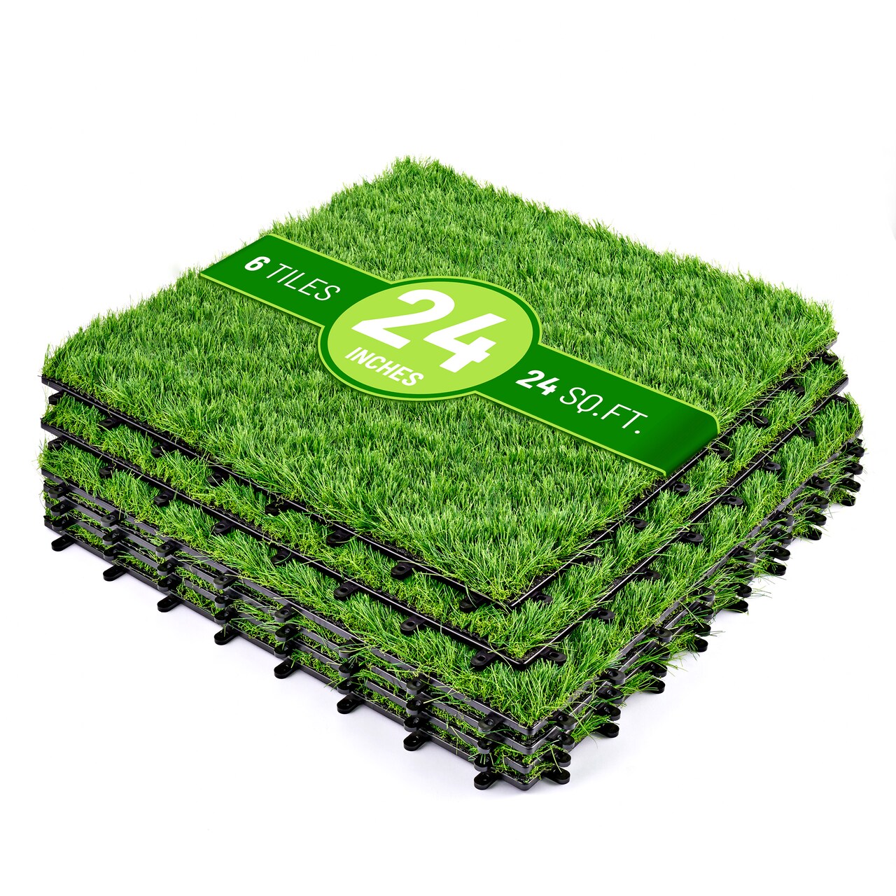 Sorbus Interlocking 24"x24" Artificial Grass Tiles for Balcony, Patio, Deck Flooring, Pets & Dog Pad - Self-Draining